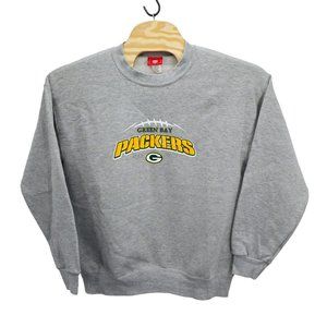 NFL VTG Green Bay Packers Crewneck Sweatshirt Gray Men's Size Large Football Y2K
